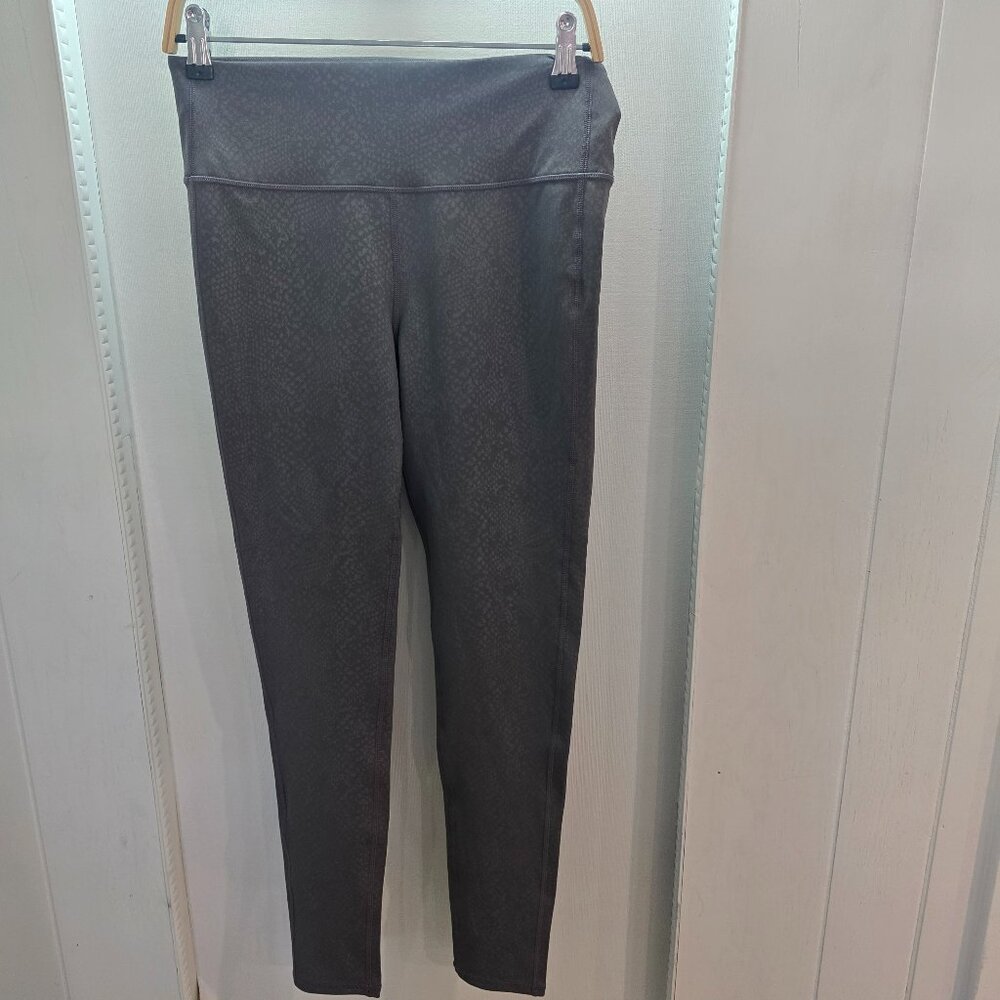 Athleta Charcoal Gray Snake Print Leggings High Waist Size M Workout Leggins